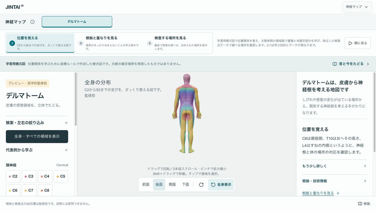 神経マップの実際の操作画面